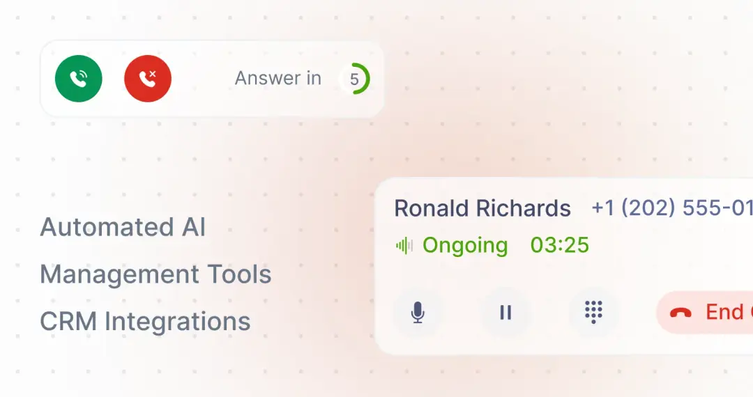 The feature image for the Call Center Solutions article on Hooked. It mentions Automated AI, Management Tools, CRM Integrations, and features some of the Hooked UI.