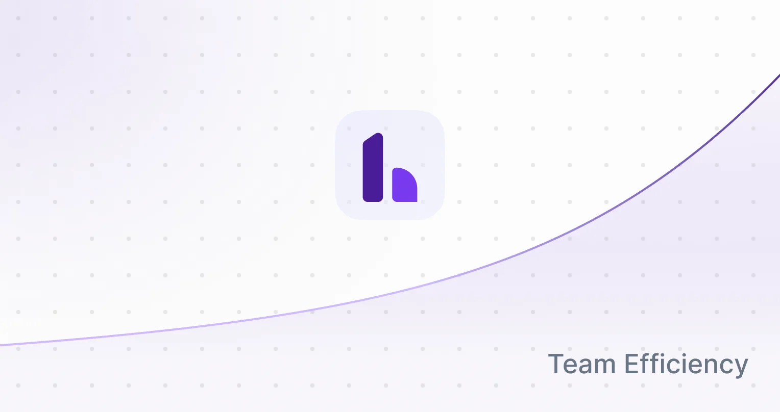 The Hooked logo in the center with a curved line graph going up and the area under the curve shaded purple. The words 'Team Efficiency' are in the bottom right corner