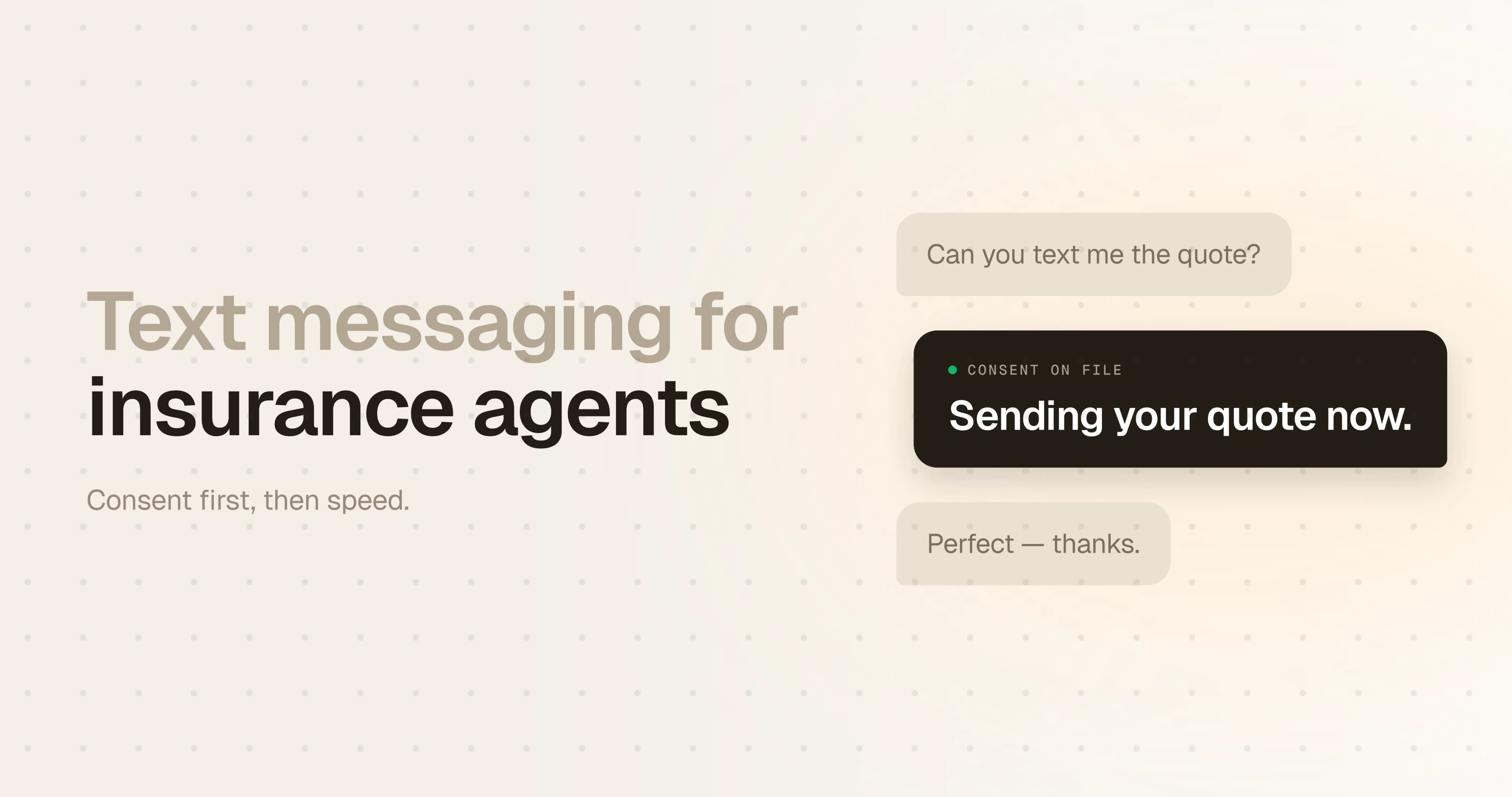 The feature photo for the Text Messaging for Insurance Agents article for HookedCRM. It shows a conversation between a lead and the insurance agent.