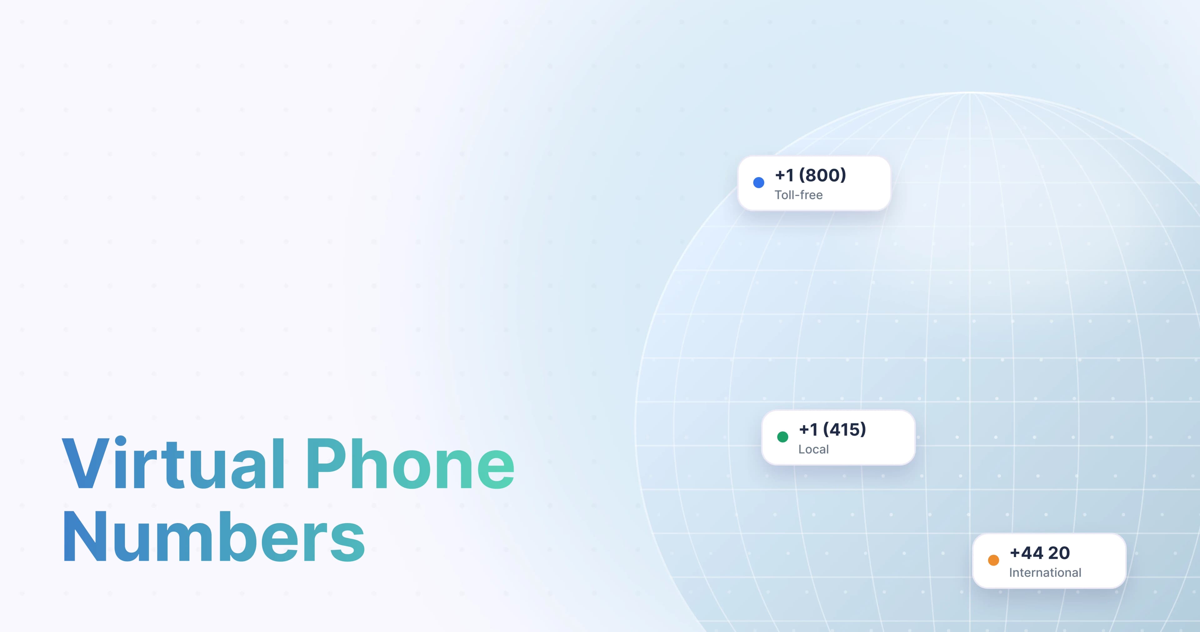 A feature photo for "Virtual Phone Numbers" that shows a globe with the words "Virtual Phone Numbers" on the side.