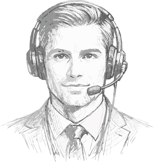 Sketch illustration of a person wearing a headset