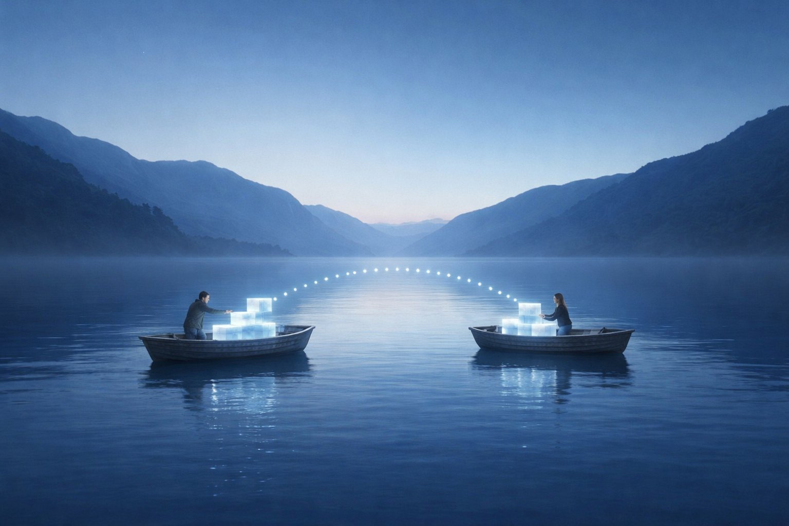 Data migration visualization showing secure transfer between systems