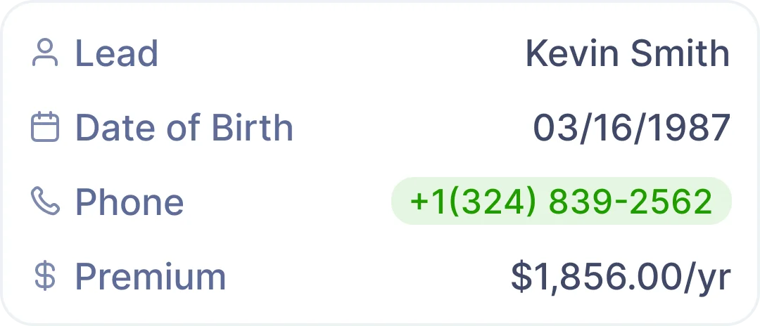 Lead info — Kevin Smith